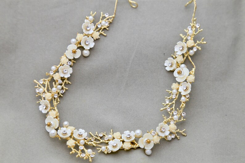 SilverGold Headpiece Tiara DIY Wedding Woodland Sash DIY DIY Tiara Rose Branch Leaf Wire Bridal Tiara Jewelry Pearl flower vine supply