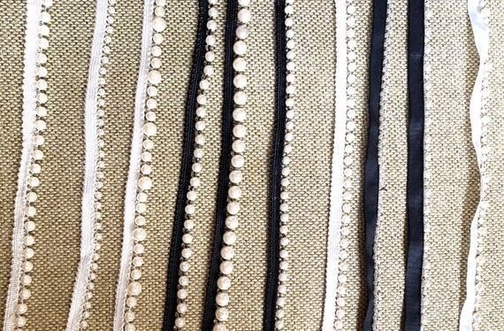 Pearl Trim with Black Edge: Sewing Embellishment (1 Meter)