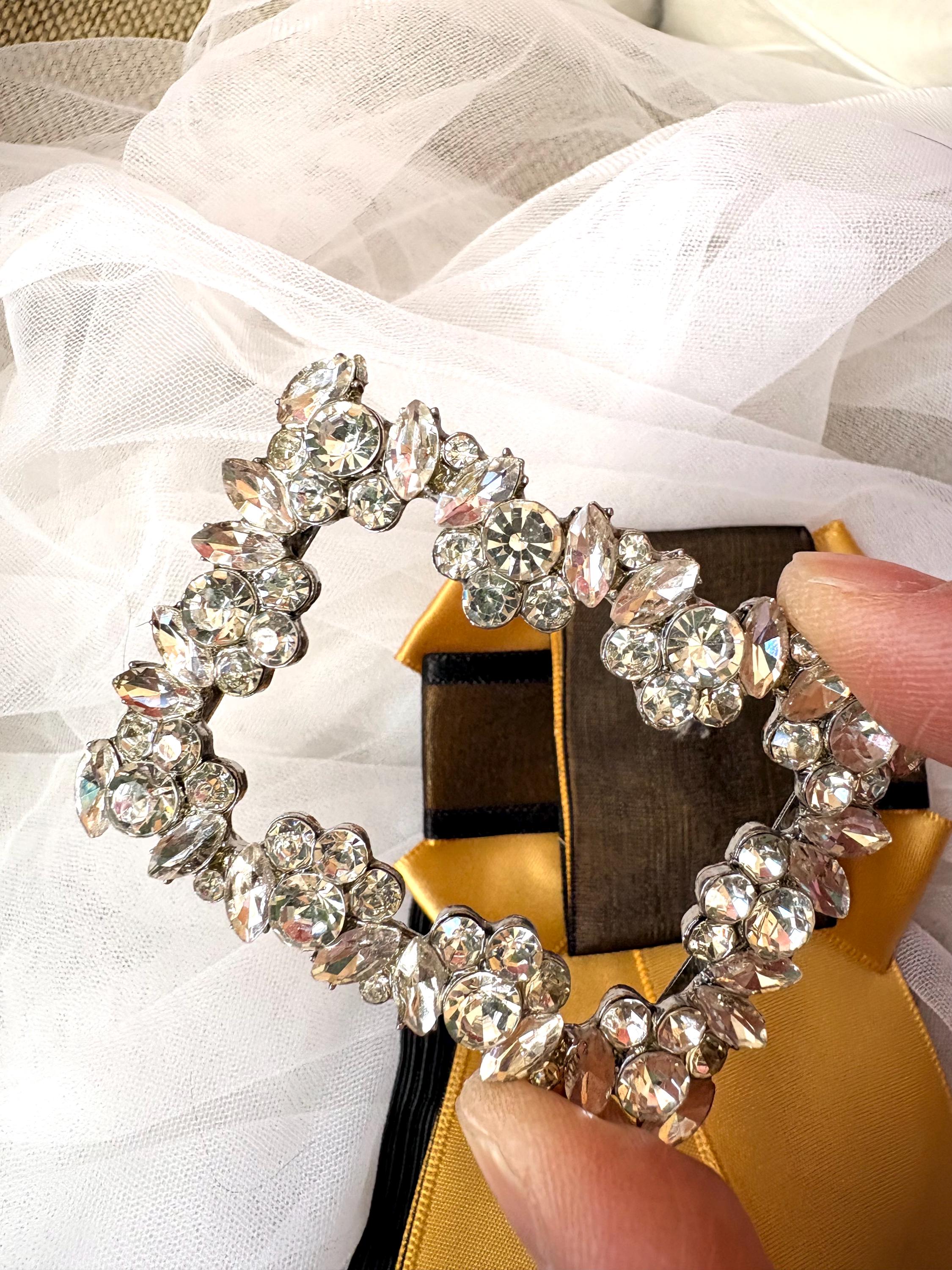 Elegant Silver Rhinestone Buckle Silver Rhinestone Buckle Slider 22x13mm | Custom Ribbon Buckle main image 2