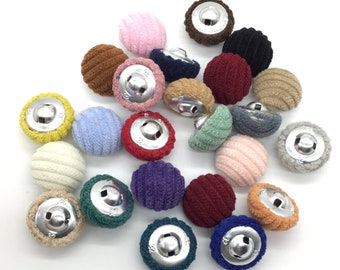 6 pcs, Thick Stripe  Round button, Corduroy button, Fibre button, Round beads, Color beads, Jewelry Making, Clothing buttons