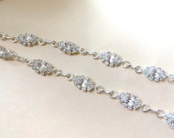 Rhinestone Chain Garland: Silver Crystal Jewelry Chain for DIY Crafts