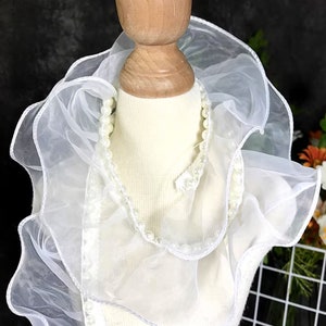 Ruffled Organza Trim: Faux Pearl Beaded Lace Edge