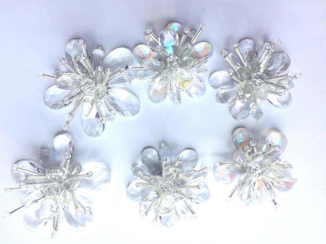 2pieces Clear Flower Crystal, Glass Flowers, Transparent Flowers, Beads