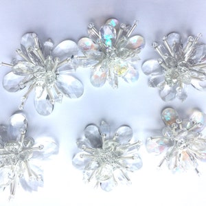 2Pieces - Clear Flower Crystal, Glass Flowers, Transparent Flowers, Beads Cluster Flowers, Clear Crystal Shoes Decoration