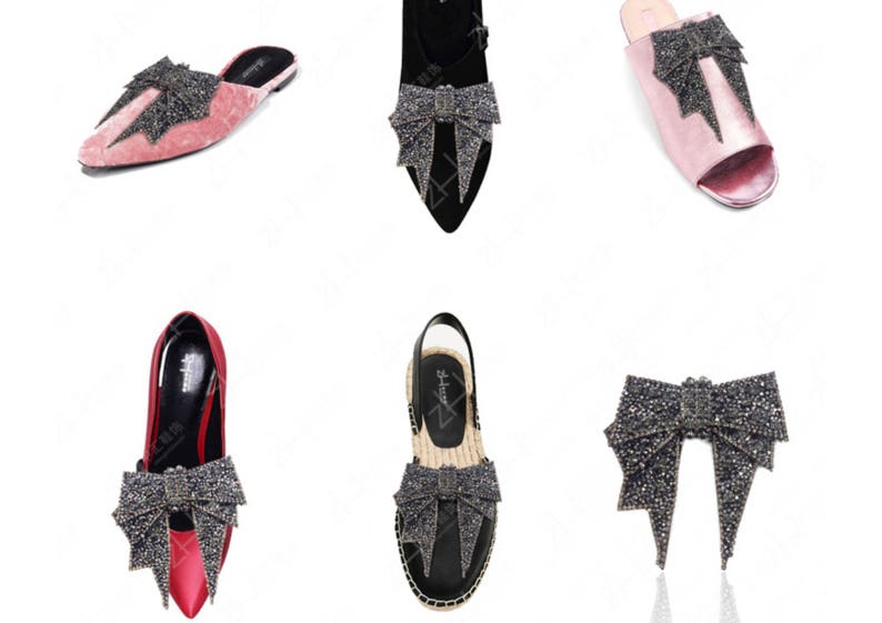 2 Pieces Black Gold Bow Applique Crystal Applique Etsy