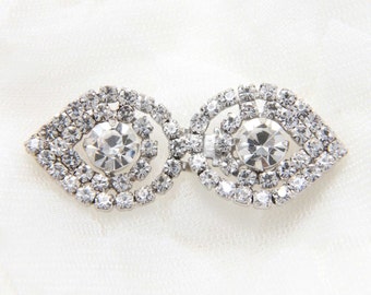 Silver Tone Rhinestone Hook and Eye | Sparkling Clasps for Fashion and Bridal