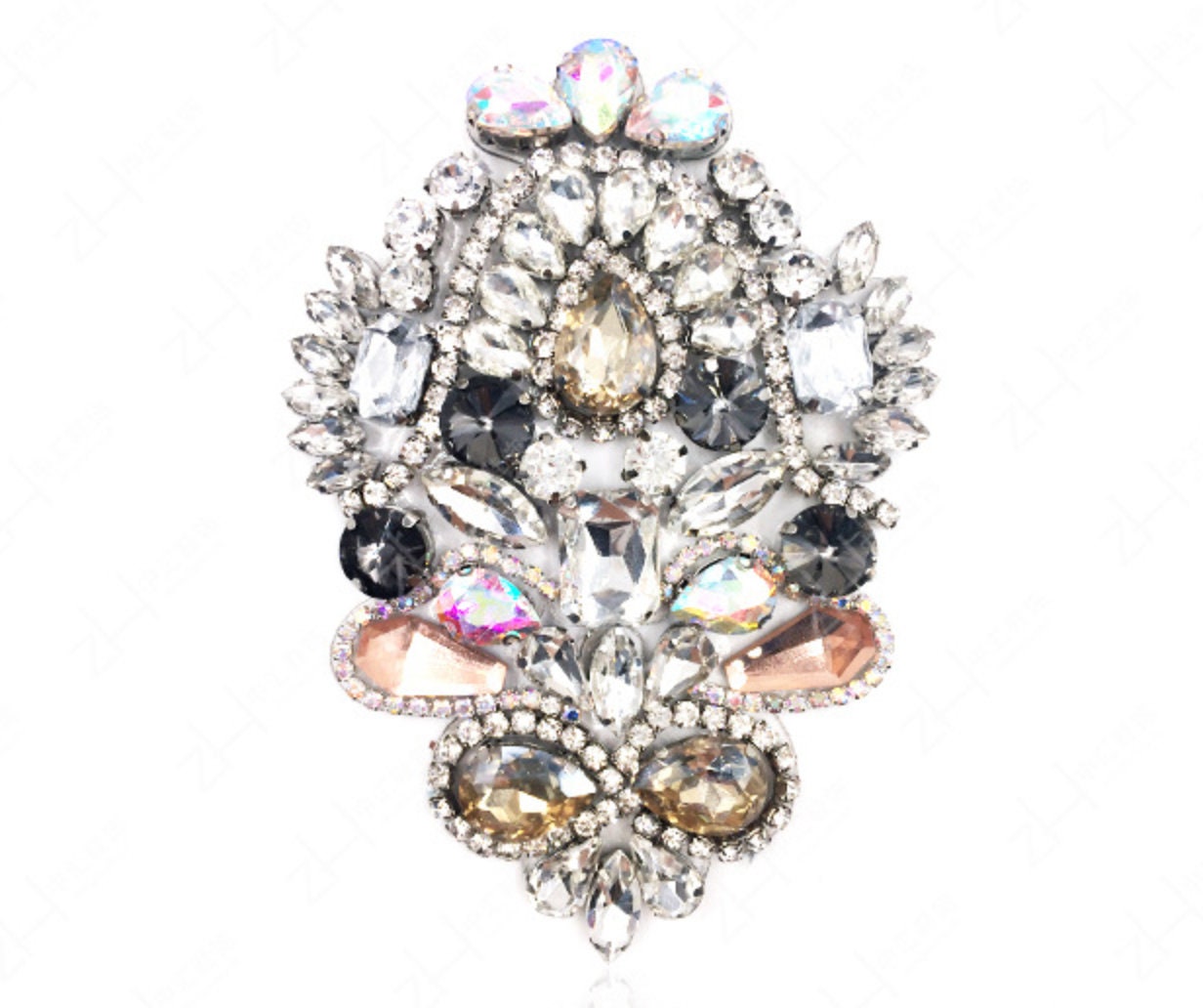 Shoes Bags Hair Accessories Crystals Sewing Applique V Shape Rhinstone Chain Applique Clear chain Crystal Applique Shoes Applique