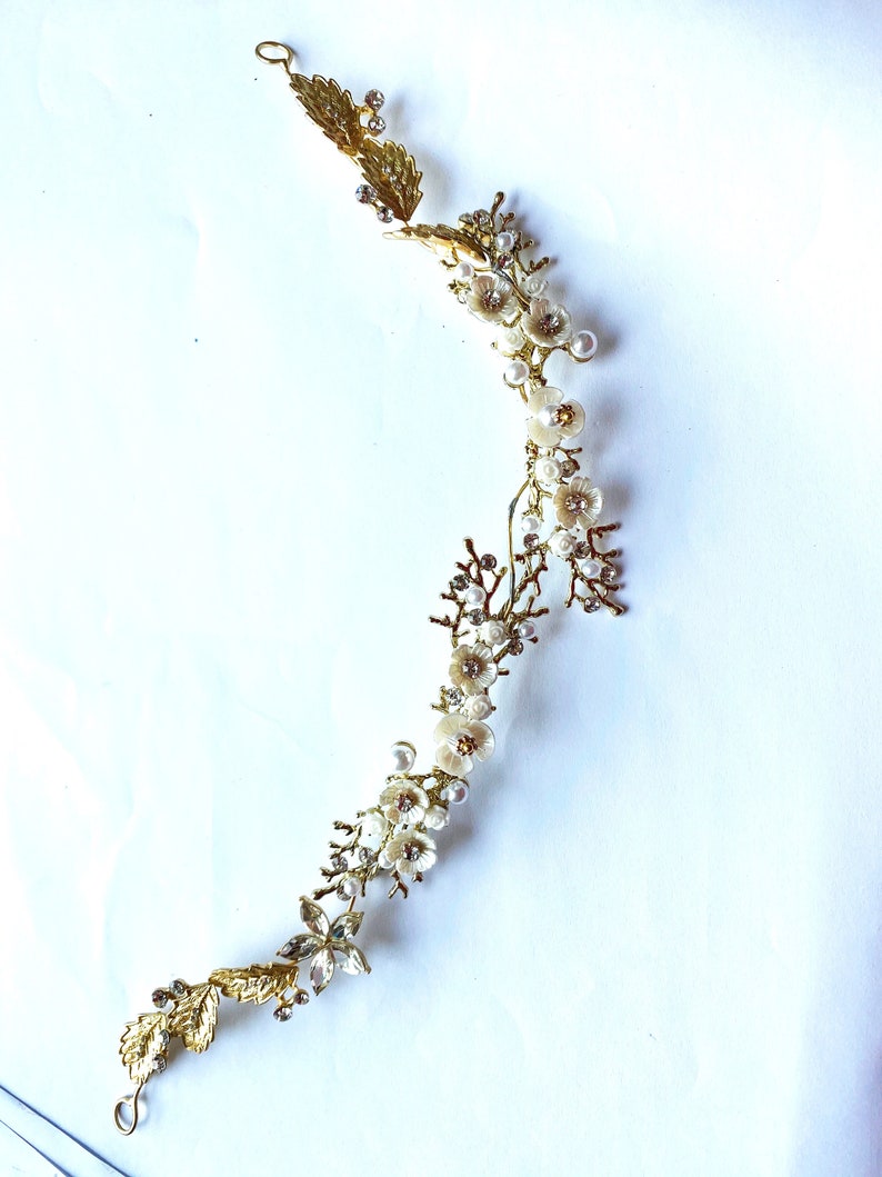 Crystal Pearl Sash Supply Bridal Tiara Jewelry Making Gold Headpiece Pearl Flower Tiara DIY Wedding Gold Flower Tiara
