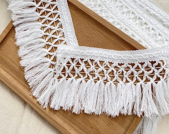 2 Yard 10cm White Long Tassel Trim, Long Tassel Trim, Cotton Trim, Trim lot, Cotton lace trim, Sewing Tape, Tassel Trim