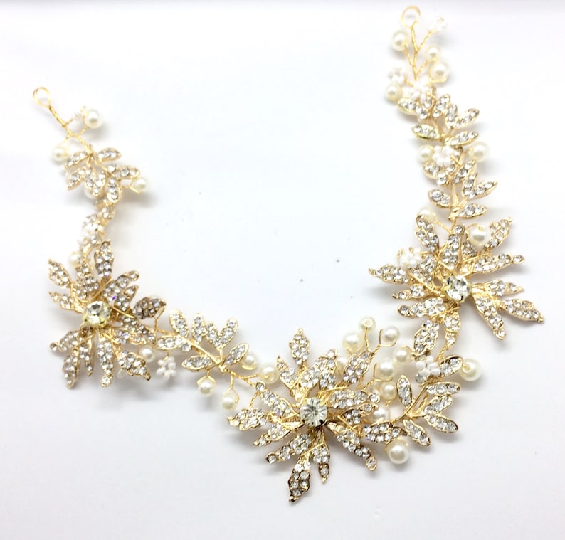 Crystal Flower Sash Supply Bridal Tiara Jewelry Making Wedding Hair Accessories DIY Gold Leaf for Making Headpiece Tiara Wire DIY