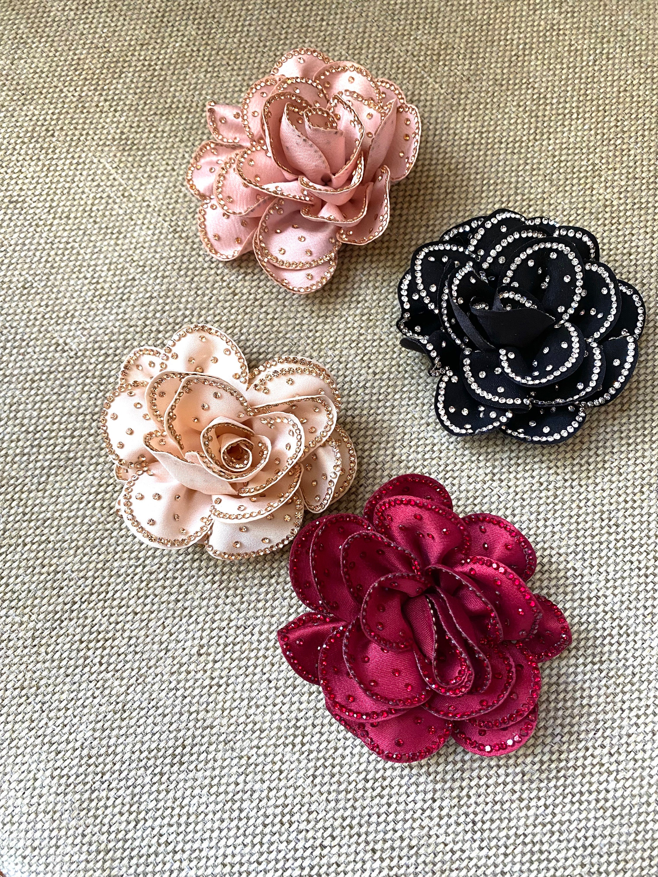 Rinestone Roses Rhinestone Silk Flower Rose Patch Applique - Wedding Shoe Decoration (2 ...