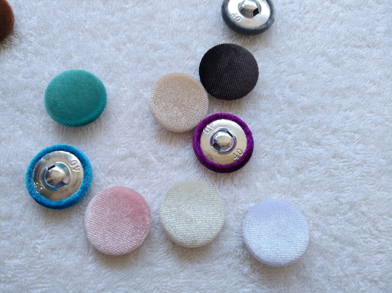 3-10Pcs Bouton rond, Bouton velours, Bouton Fibre, Perles rondes, Perles de couleur, Fabrication de bijoux, Boutons de vêtements image 2