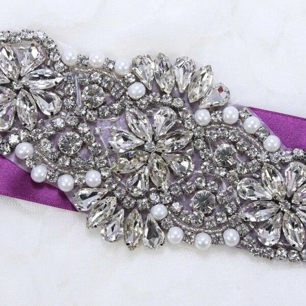 Iron-on Pearl Rhinestone Applique