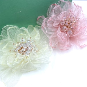 Organza Fabric Flowers: Pastel Rose Silk Floral Appliques