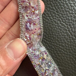 Purple Rhinestone Sash Applique: Crystal Gem Sew On Trim (50cm x 2cm)
