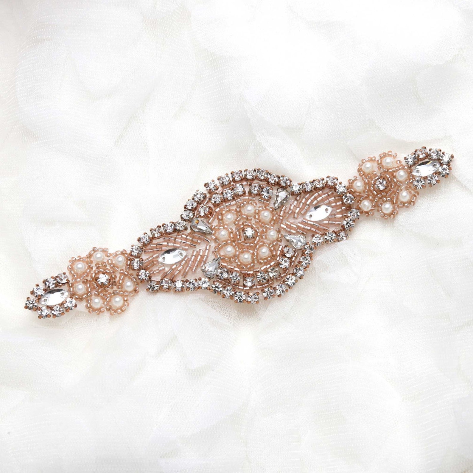 Rose Gold Applique Rhinestone Applique Pearl Applique Etsy