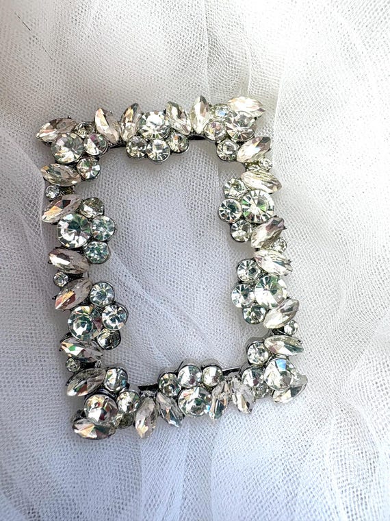 Rhinestone Buckle: Silver Plated Crystal Buckle for Belts or  display picture 1