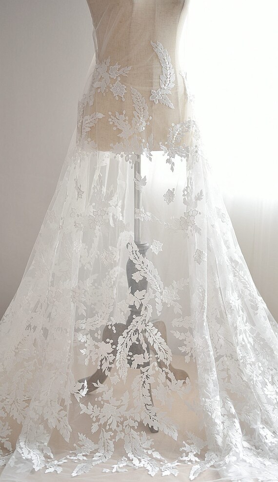 leaf lace wedding dress