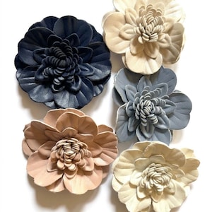 2 pieces Faux Leather Camellia Flowers – 3D Embellishments for Crafts, Bags, Shoes
