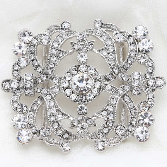 Vintage Elegant Silver Crystal Belt buckle Rhinestone Antique Silver Western Floral Engraved Hand  main image 4
