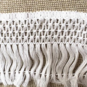 White Cotton Long Tassel Fringe Trim: 2 Yard, 10cm