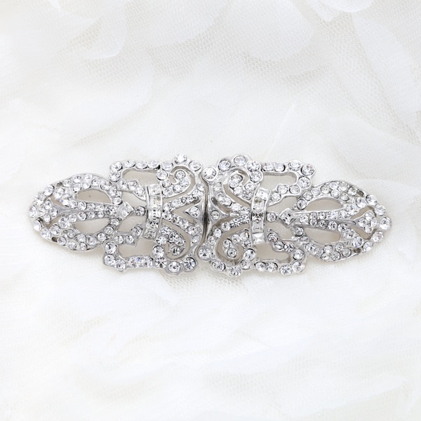 Silver crystal clasp, vintage clasp,wedding bridesmaid sash dress clasp,rhinestone crystal clasp closure,rhinestone button