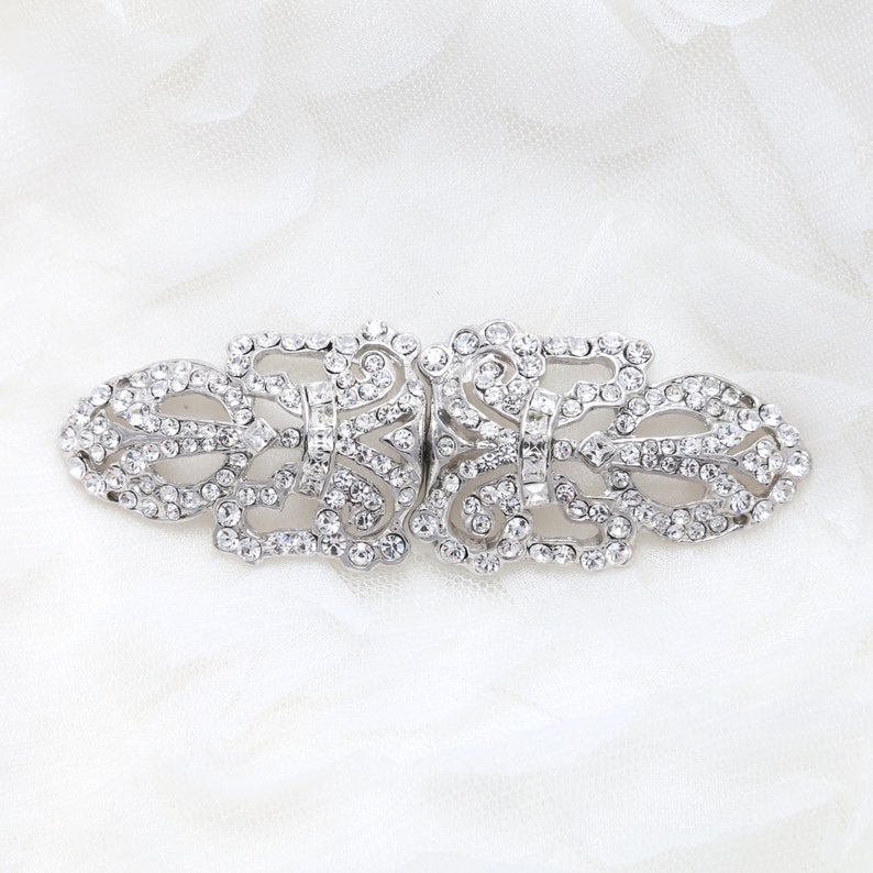 Silver crystal clasp vintage claspwedding bridesmaid sash Etsy