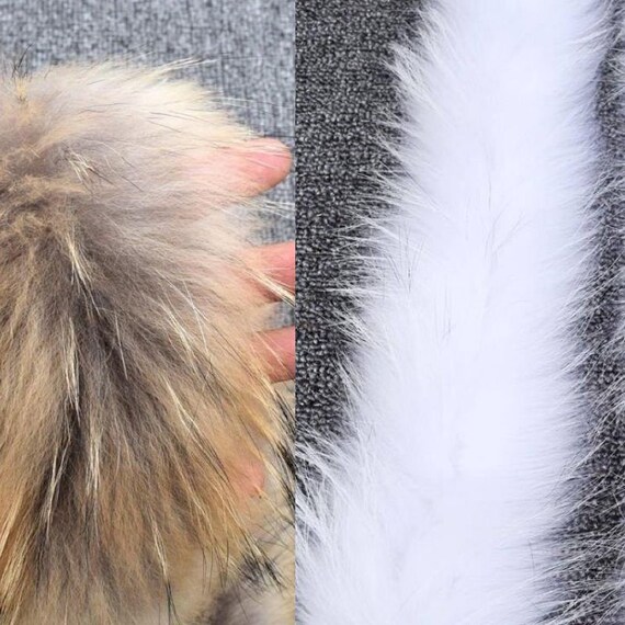 Raccoon Fur for Sewing Raccoon Hairs Trim Whitebrown Fur Etsy