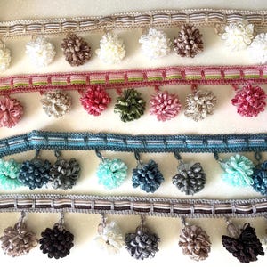 1 Meter - Black White Pom Pom Lace Trim, Pink Pom Pom Lace Trim, Green Pom Pom Lace Trim, Christmas Pom Pom Fringe, Curtain Tassel