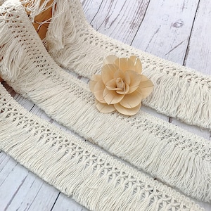 Ivory Tassel Fringe Trim: 3 Yard, 4-12cm Width