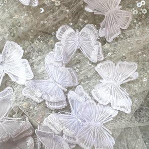 White Lace Butterfly Appliques: Wedding Craft Embellishments (Set of 10, 4.5cm