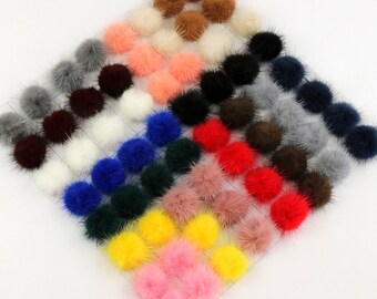 10 Pieces 3/3.5cm- Raccoon Fur, Pom Pom, Craft Pom Pom, Pink Pom Pom, Black Pom Pom, White Pom Pom, Fur Pom Pom