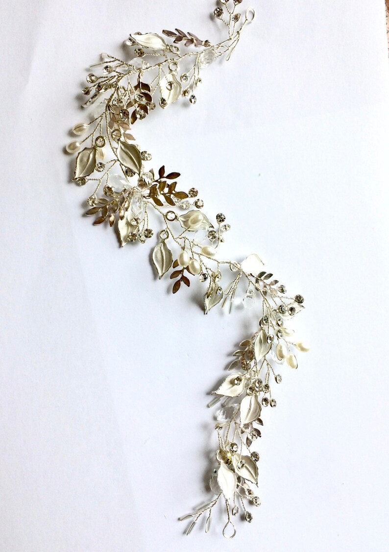 Wedding Gold Silver Tiara Leaf Flower Vines Wedding Woodland Etsy