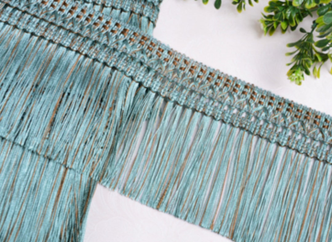 1 Meter Blue Green Tassel Trim, Color Tassel Trim, Cotton Trim, Cotton