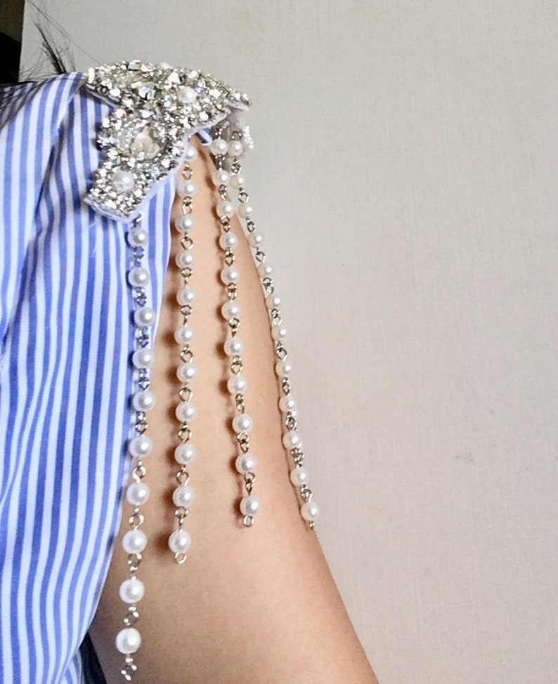 Sew on Pearl Drop Shoulder Pad Pearl Applique Crystal Etsy