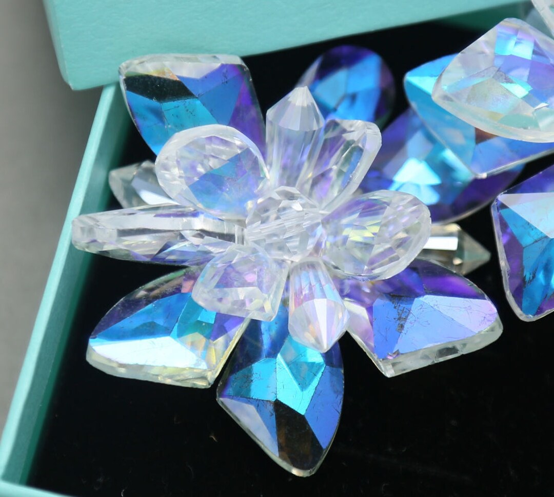 3 8 Cm Flat Back Flower Crystal Glass Flowers Etsy