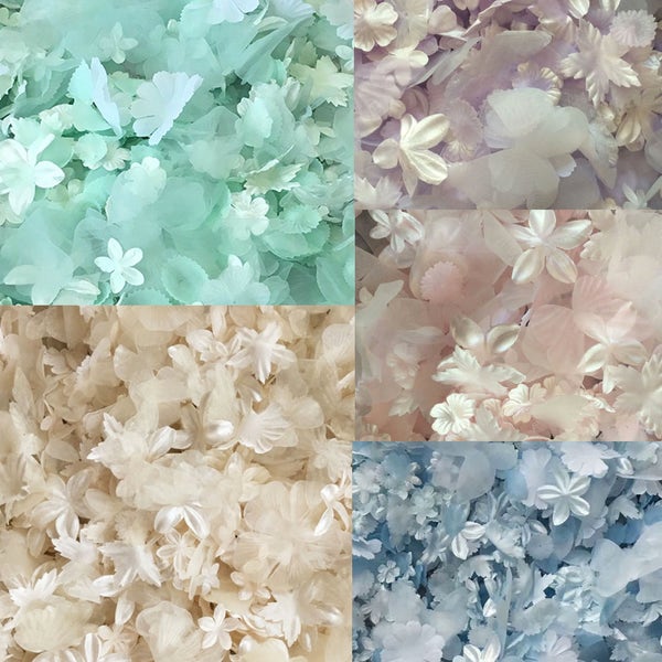 60 -70 Piece Organza Flower Petals, Pink, Ivory, Gold, Lavender Purple, Tulle Flowers, Turquoise Flowers, Wedding Craft Flower Supplies