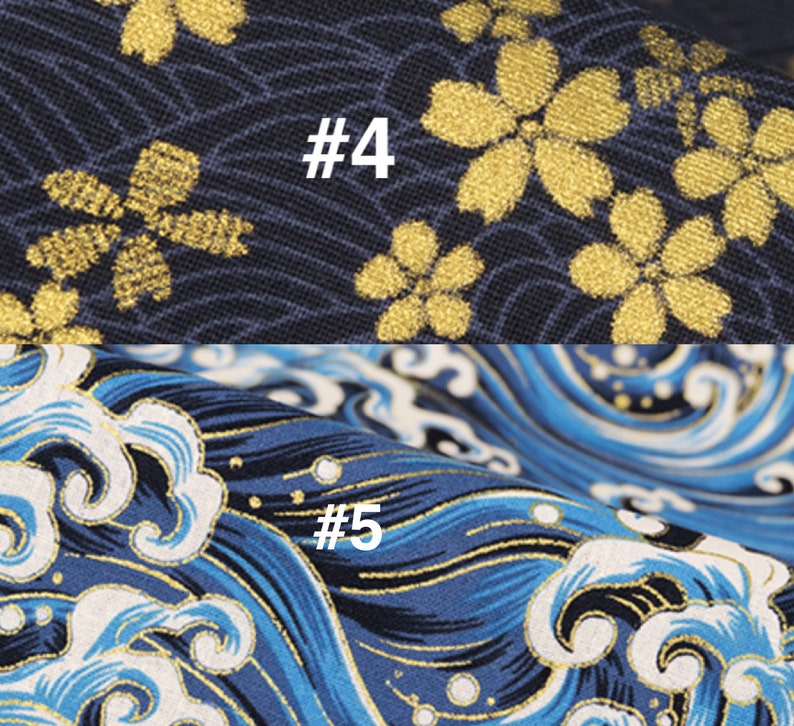 0.5 Meter Kimono Fabric Japanese Style Fabric Gold Pattern Etsy