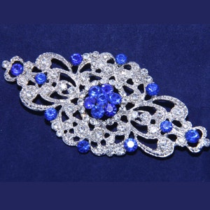 Pearl Rhinestone Crystal Belt Buckle, Blue Crystal Button Buckle, Wedding Dress Belt Buckle, Rhinestone Sew On Button Buckle image 4