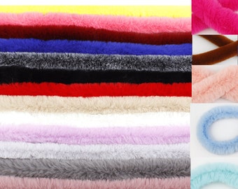 For Sewing Craft Material FAUX Rabbit Fur strip, Pink  Blue Faux Rabbit Fur Trim  Craft, Long Fur, Furry stripe, Black White Fur Stripe