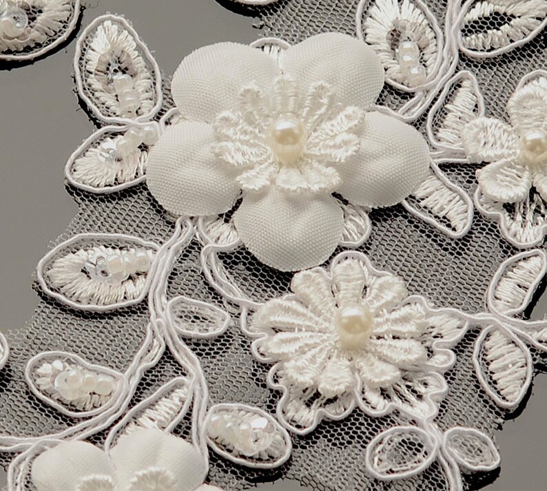 Wedding bridal applique Rhinestone lace craft Off White pearl rose lace,Lingerie lace,Gloves Craft 1 pair lace crystal applique