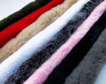 Sewing Craft, Black, Red, Pink, Brown, Green, Khaki, White, Grey Fur Trim, Rex Rabbit Fur Trim, Long Fur, Rex Rabbit Fur Furry Stripe