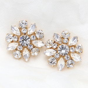 Rhinestone Crystal Shank Buttons: Gold/Silver Wedding Dress Decoration (2 Piece)