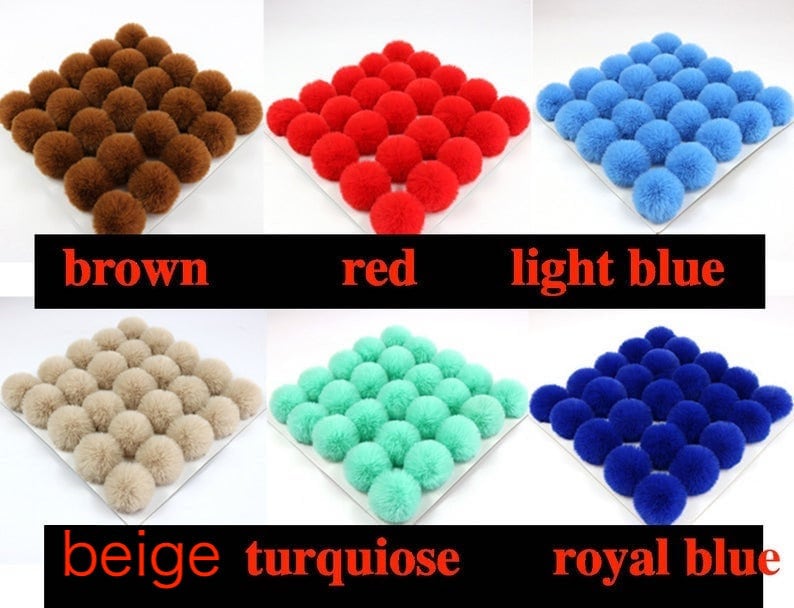 Faux Rabbit Fur Pom Poms: 6cm/7cm, Craft Supplies (10 Pieces) - Etsy