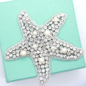 Pearl crystal applique, sea star, starfish applique, embroidery beaded rhinestone crystals applique motif crafts