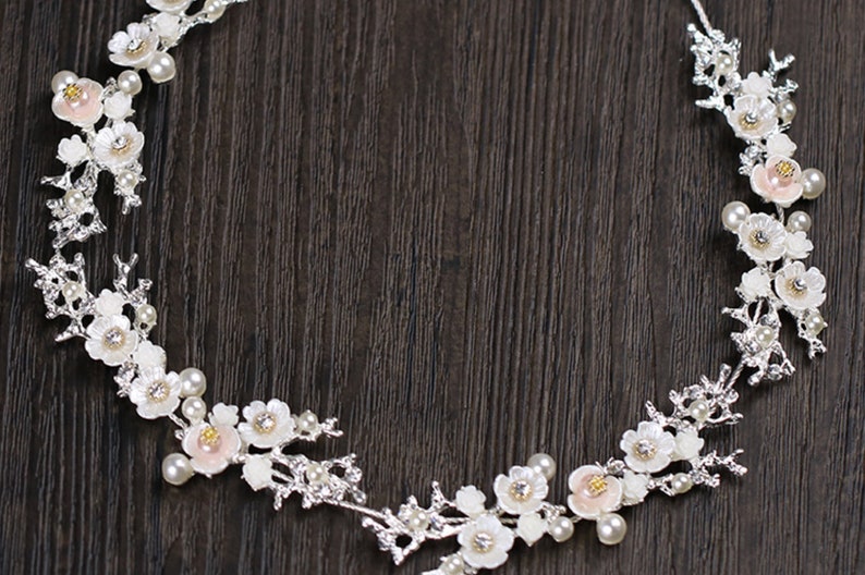 SilverGold Headpiece Tiara DIY Wedding Woodland Sash DIY DIY Tiara Rose Branch Leaf Wire Bridal Tiara Jewelry Pearl flower vine supply
