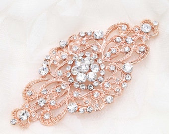 Rose Gold Wedding brooch, Gold headpiece DIY, Rose gold establishment, Wedding buckle, Crystal buckle,Rhinestone supply - Nothing at back