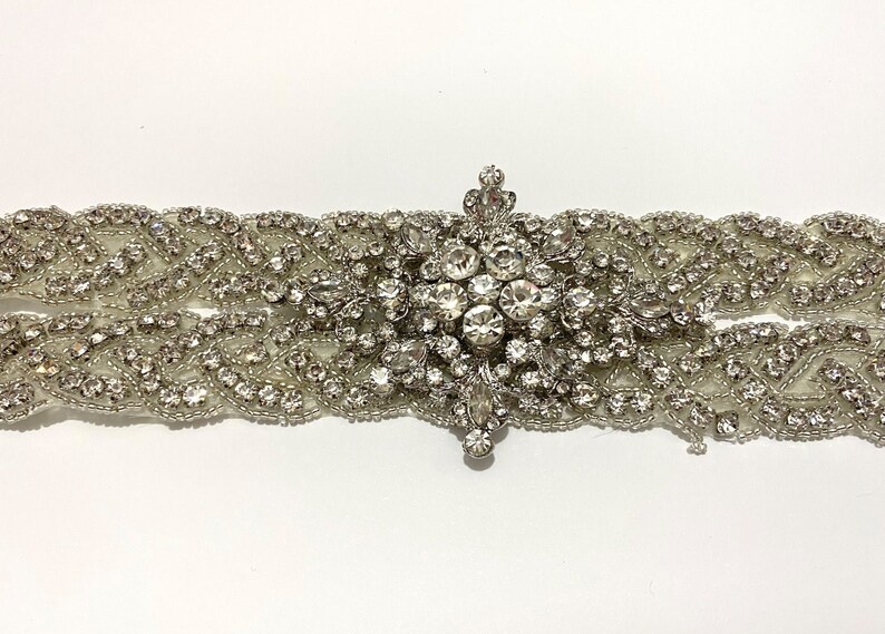 Crystal Beaded Trim Wedding Belt Trim Bridal Accessories Sew On Iron On Applique Trim Crystal Clear Rhinestone Trim