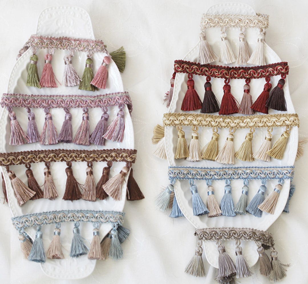 1 Meter Tassel Trim, Color Tassel Trim, Cotton Blend Trim, Lace Trim, Tassel Trim, Curtain