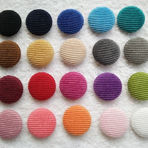 Botones de pana: cuentas redondas de tela para coser y hacer joyas (3-10 piezas, 1-5 cm)